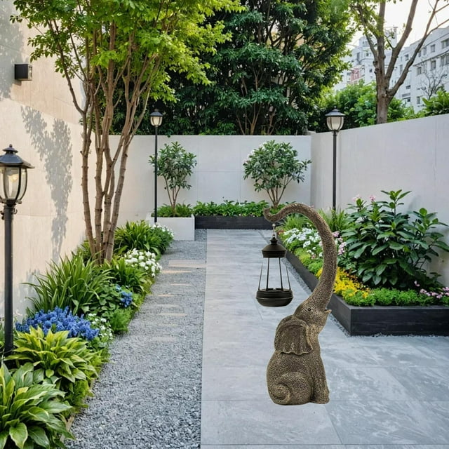 Estatua de de jardín, escultura artística de patio con adorno de luz Solar, decoración de patio trasero para Patio, sala de estar interior y