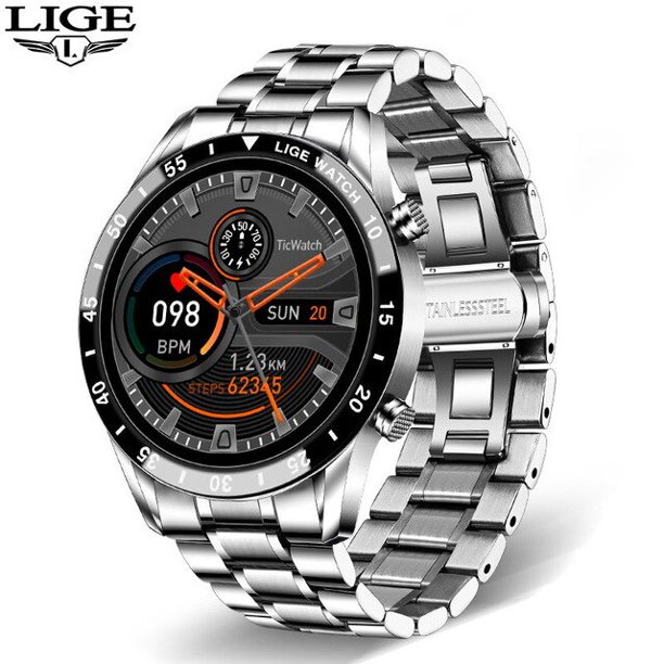 LIGE 2023 pantalla táctil de círculo completo banda de acero lujo Bluetooth llamada hombres reloj inteligente impermeable actividad deportiva reloj de fitness + caja Tan Jianjun unisex