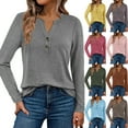 thumbnail image 6 of Women's long-sleeved casual formal tops Henley V-neck fall clothing, 6 of 9