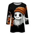 thumbnail image 4 of WTOBBY Women's Bat Element Print Round Neck 3/4 Sleeve Casual Top Halloween Themed Blouse for Fall Fashion and Seasonal Holiday Parties,Black L, 4 of 5