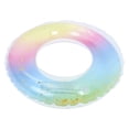 thumbnail image 2 of Thicken Sequins Translucent Gradient Rainbow Inflatable Swim Ring Safety Aid Float Seat Ring Sports Accessory for Adult Woman (60cm after Inflation), 2 of 8