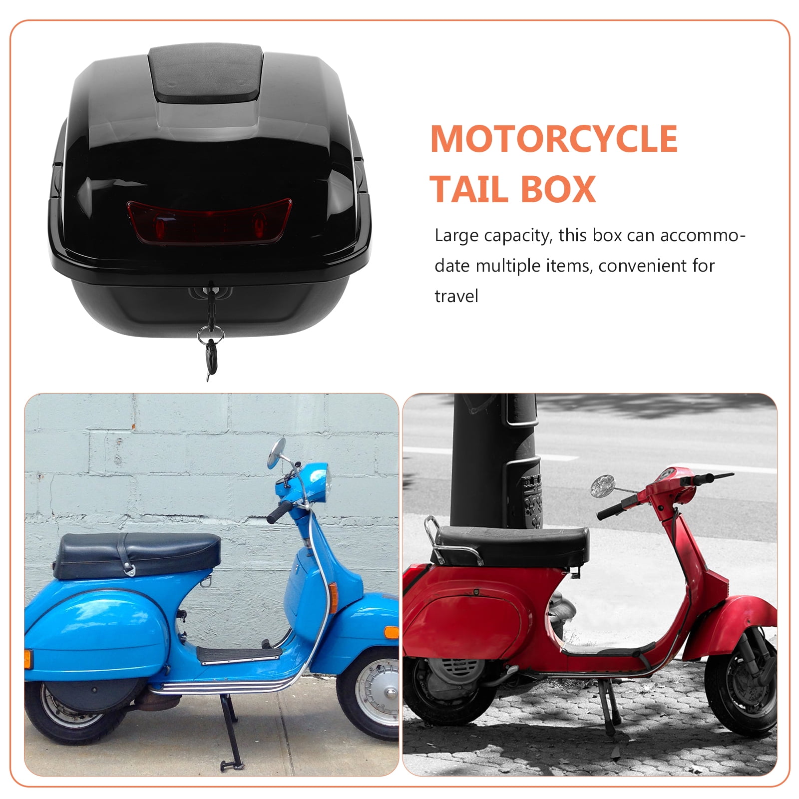 Salinist Motorcycle Rear Top Box Motorcycle Trunk Box Motorcycle Tail Box Motorcycle Trunk Scooter Trunk