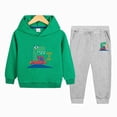 thumbnail image 2 of Zuwimk Toddler Boy And Girls Clothes Long Sleeve Hooded Pullover Graphic Print Sweatshirt + Pants 2pcs Fall Winter Outfit Set(T026-Light Green), 2 of 5