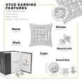 thumbnail image 2 of BEBERLINI Men Stud Earrings Cubic Zirconia Silver Plated Brass Fashion Jewelry Square, 2 of 7