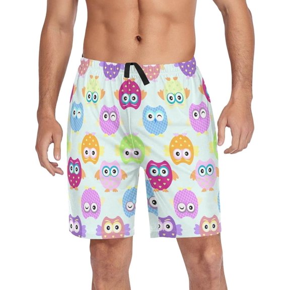 GZHJMY Owl Pajama Pants Short for Men, Lounge Pants Lightweight Men Pajama Bottoms with Drawstring Pockets, Christmas New Year Birthday Gifts, X-Large