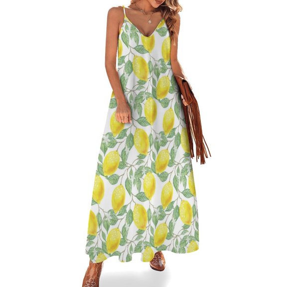 Citrus Fruits Summer Sleeveless Dress Loose Women's Dress Dresses Luxury Evening Dresses