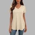 thumbnail image 6 of Miluxas Women's Short Sleeve Flowy Swing V Neck Tunic Tops for Leggings Solid Loose Fit Dressy Casual Tee Summer Beach Basic T Shirts Khaki, 6 of 9