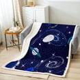thumbnail image 2 of Galaxy Throw Blanket Outer Space Blanket, Universe Themed Fleece Blanket for Teens Galaxy Theme Bedroom Decor,Solar System Fuzzy Blanket Planet Print Sherpa Blanket Blue 30鈥渪40", 2 of 6