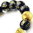 thumbnail image 3 of Bracelet Black Obsidian Wealth Lucky Meaning Buddha Bead Bracelet with Pixiu Character for Men Women, 3 of 8
