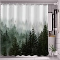 thumbnail image 5 of Green Misty Forest Shower Curtain Nature Tree Shower Curtain Set Dark Green Fabric Waterproof Shower Curtains for Bathroom Decor with 12 Hooks (72'''' × 72'''', Green4), 5 of 6