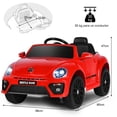 thumbnail image 3 of Costway Coche Eléctrico Volkswagen Beetle para Niños Coche de Bateria 12V con Control Remoto Luces Música Vehículo Motorizado 95 x 56 x 47 cm, 3 of 9