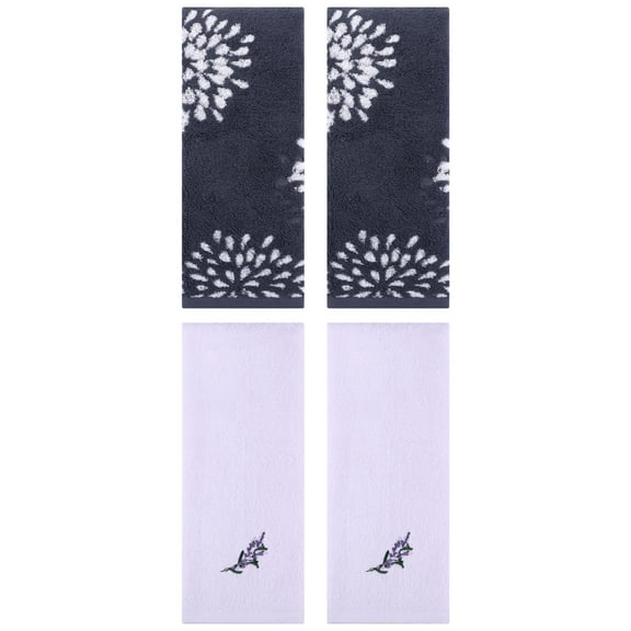 Unique Bargains 4 Pcs Pure Hand Towel Blue/Purple 14" x 30"/13" x 29"