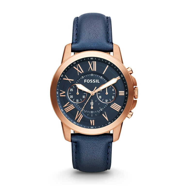 Grant Chronograph Blue Dial Gold Tone Navy Leather Men's Watch