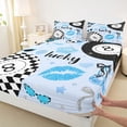 thumbnail image 4 of Erosebridal Blue Plaid Billiards Queen Sheet Sets 4 Pieces for Kids Boys Girls,Sport Strawberry Bow Bed Set for Teens,Breathable Home Decor, 4 of 5