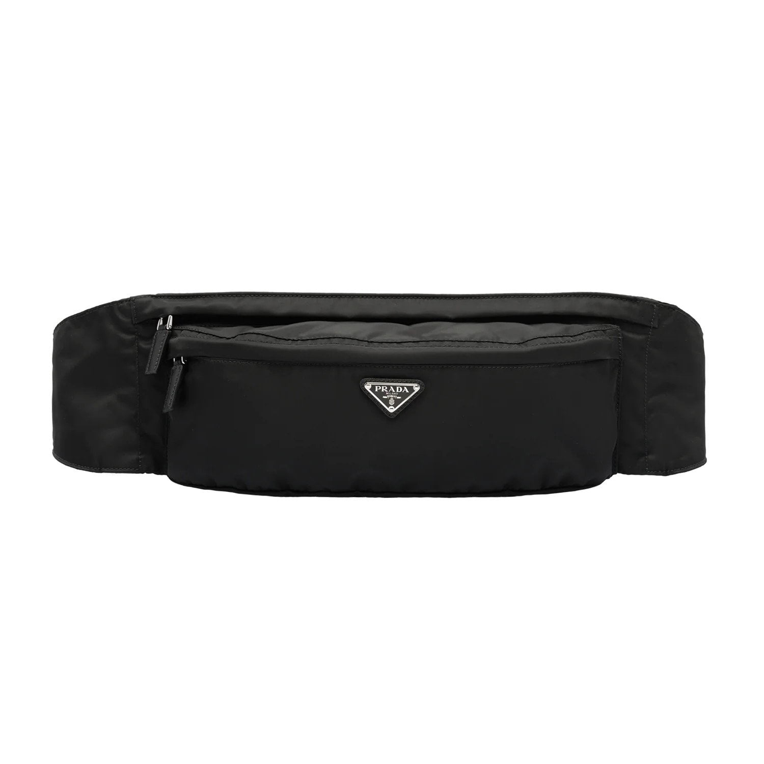 New Prada Marsupio Black Nylon Saffiano Trim Triangle Logo Belt Bag 2VL132  