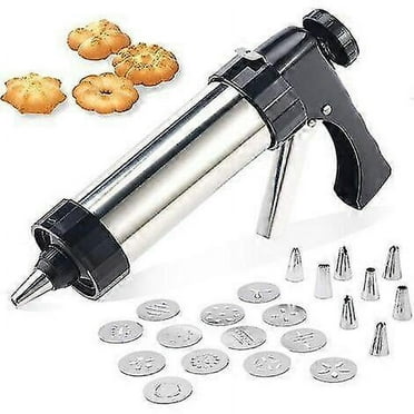 Professional Stainless Steel Pastry Syringe Biscuit Press Pastry Gun With 13 Biscuit Discs And 8 Nozzles
