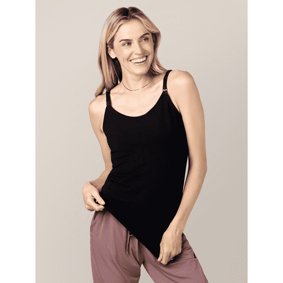 Kindred Bravely Sublime Pumping & Nursing Cami, Hands Free, Nursing Tank Tops Adjustable Pumping Bra with Easy Clip (Black, Small)