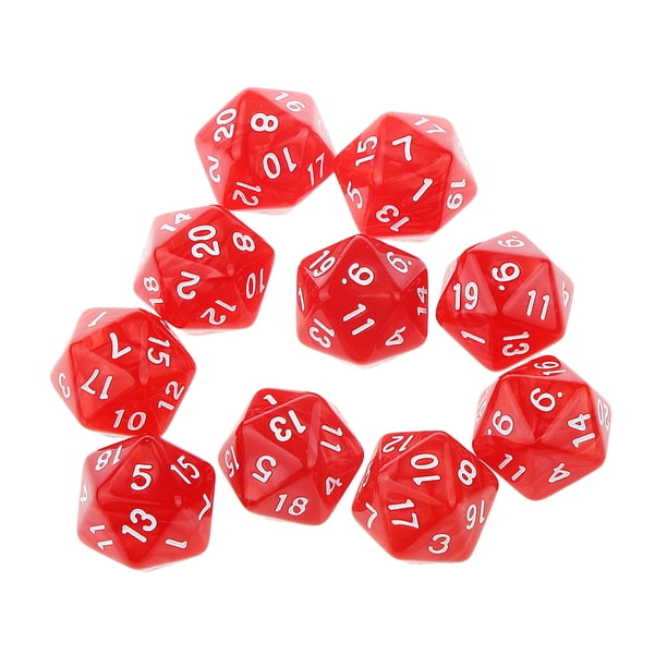 10 Piezas Juguetes de Juego de Dados con de & D de 20 dos - rojo, 25mm Sunnimix Dado
