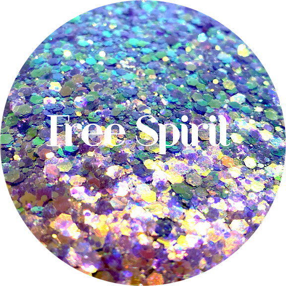 Glitter Heart Co. Glitter - High Quality Polyester Glitter - Free Spirit - Iridescent Purple Blue Chunky Mix – 2 oz Bag
