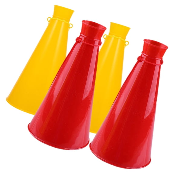 BESTYASH 4-Pack Red Plastic Cheer Megaphones for Sports Events, Directors Horns for Fans and Team Spirit