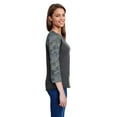 thumbnail image 4 of Fine Jersey Baseball Tshirt for Womens 3/4 Length Sleeve Tee Tops, Vintage Smoke/Vintage Camo, 2XL, 4 of 9