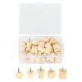 thumbnail image 1 of Wood Pushpins, Easy Removal Wooden Push Pin Sturdy Durable 30 Pieces Cute Design With Box For Map For Corkboard For Photo, 1 of 8