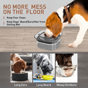 ABSOKE Dog Water Bowl,2L/70oz Large Capacity No Spill Pet Dispenser,Vehicle Carried Travel Slow Drinking Feeder for Dogs,Cats