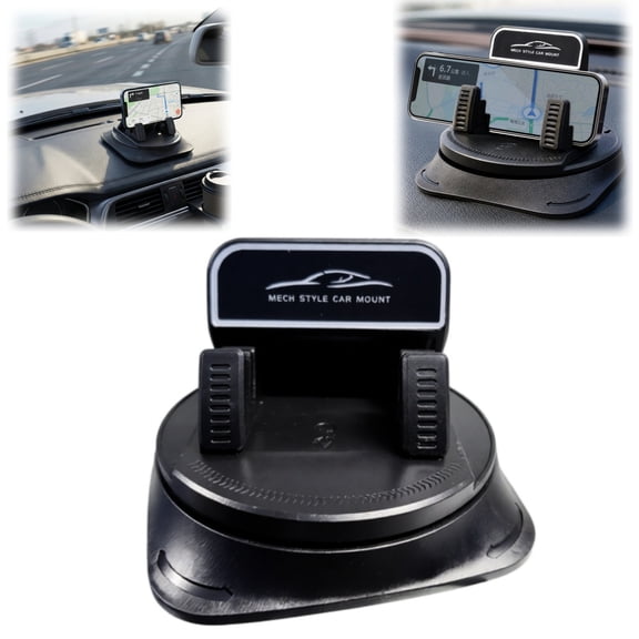 Car Phone Holder 360 Degree Rotation, Anti-Slip Base & Spring Clip for Hands-Free Navigation