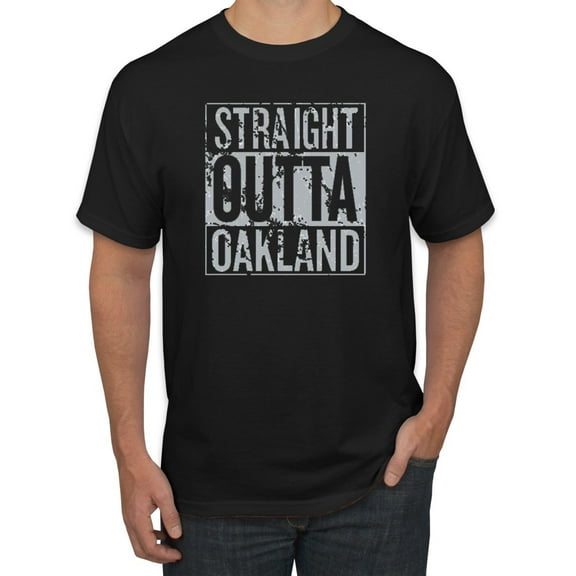Straight Outta Oakland Oak Fan | Fantasy Football | Mens Sports Graphic T-Shirt, Black, Small