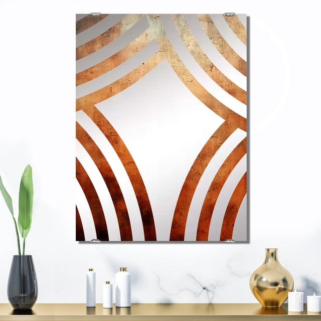 Designart "Abstract Fire Chaos Art in Orange I" Abstract Painting Oversized Wall Mirror - Modern Abstract Bathroom Decorative Wall Mirror - Multiple Color Options