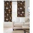 thumbnail image 2 of Coffee Blackout Curtains, Light Blocking Print Window Curtains, Brown Retro Coffee Theme Beans Latte Tea Cup Thermal Insulated Window Drapes for Living Room Kitchen Cafe 2 Panels, 104"W x 96"L, 2 of 9