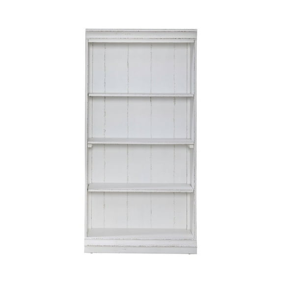 Liberty Furniture Magnolia Manor 60 Inch Bookcase Office Storage  - Antique White & Weathered Bark