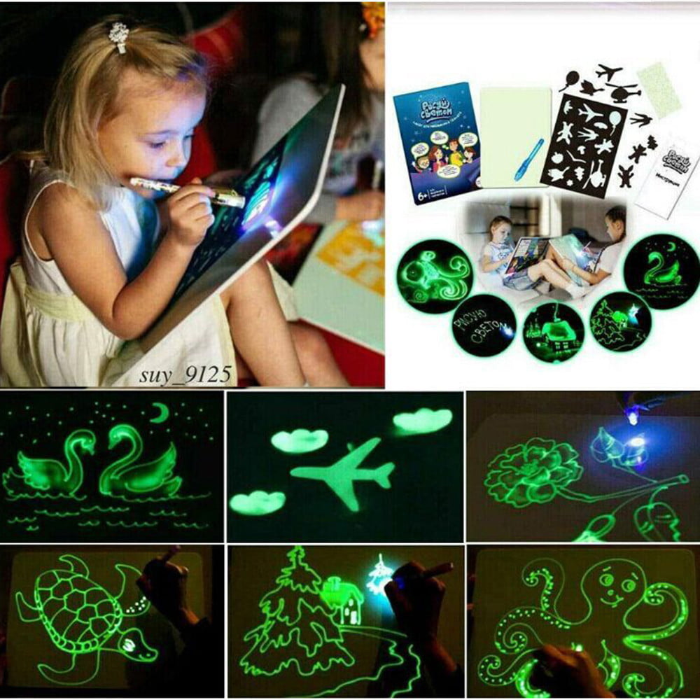 Draw With LED Light Fun & Developing Toy Drawing Board Magic Draw Educational