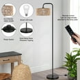 thumbnail image 2 of PARTPHONER 68” Farmhouse Remote Control Black Floor Lamp with Natural Cylindrical Woven Shades, 2 of 7