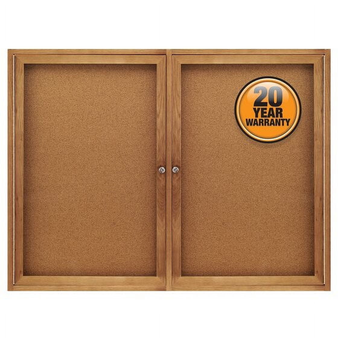 Quartet 48 x 36 in. Enclosed Cork Bulletin Board with Oak Frame