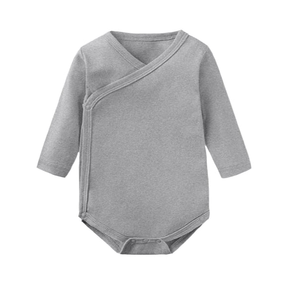 hengsof Baby Boy Girl Side Snap Bodysuits - Cotton Solid Color Long Sleeve Short Baby Romper for Newborn-24 Months