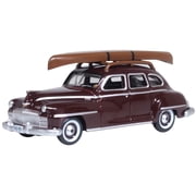 1946 DeSoto Suburban with Roof Rack and Canoe Royal Maroon 1/87 (HO) Scale Diecast Model Car by Oxford Diecast