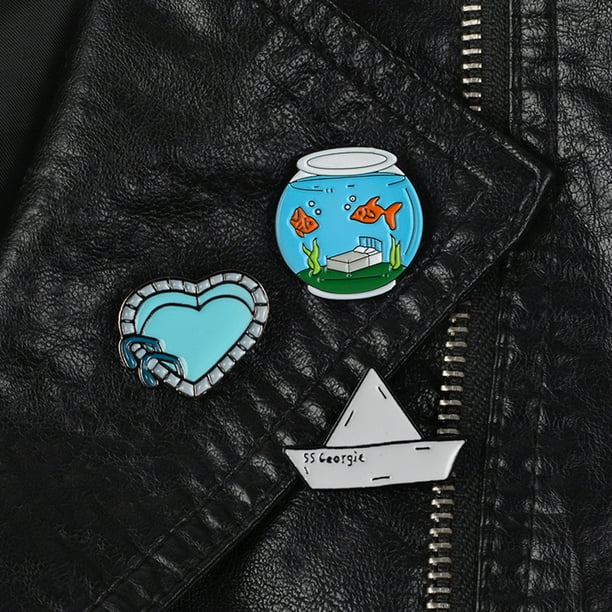 Fishbowl Boat Heart Brooch Pin Denim Jacket Collar Backpack Badge Jewelry  Gift 