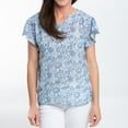 thumbnail image 2 of Elsie & Zoey Petra Large Twilight Ruffle Short Sleeve V-Neck Blouse for Women, 2 of 8
