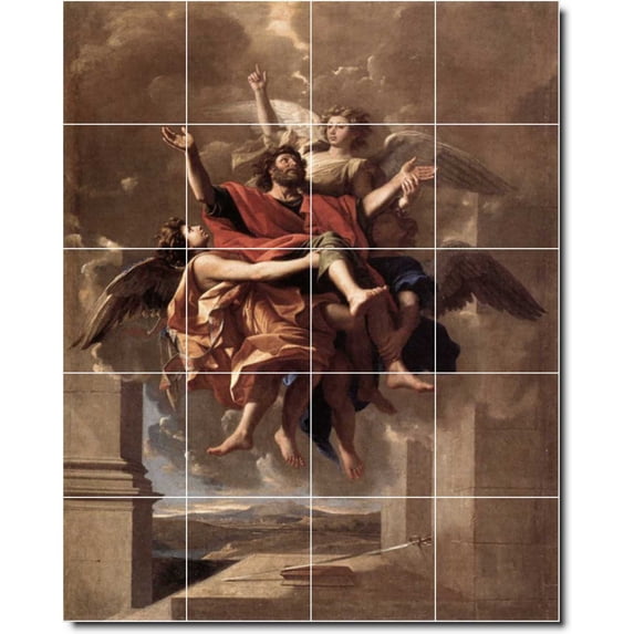 Ceramic Tile Mural-Nicholas Poussin Religious 12. 32" w x 40" h using (20) 8 x 8 ceramic tiles