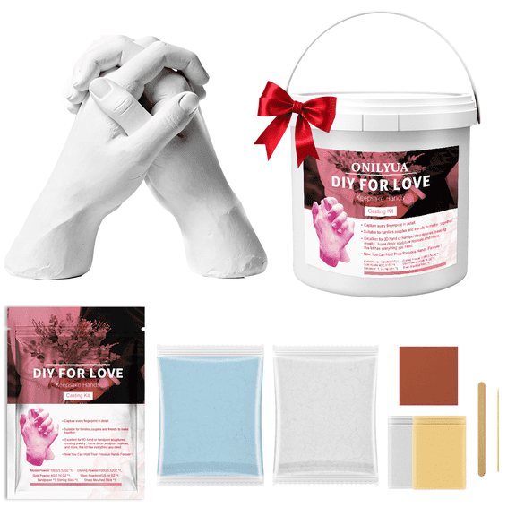 Hand Casting Kit – Couples Easy DIY Plaster Mold Kit with Base & Practice Kit, Romantic Keepsake Gift for Anniversary, Wedding, Birthday, Valentine’s Day,Non-Toxic,Safe for Adults