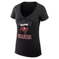 thumbnail image 2 of Women's G-III 4Her by Carl Banks Black Tampa Bay Buccaneers Super-Slim Fit Lightweight Team Logo Graphic V-Neck T-Shirt, 2 of 5