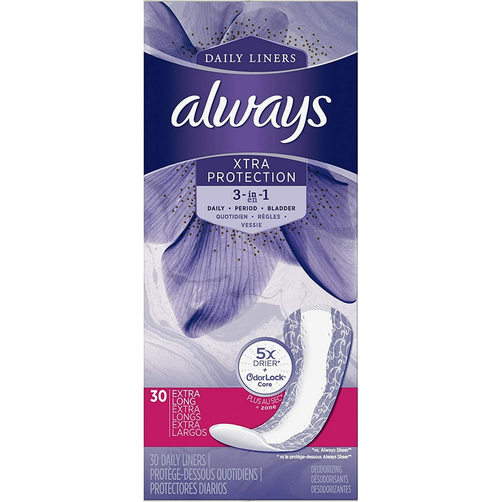Always discreet Liners for Bladder Leaks Extra Protection, 30 Count