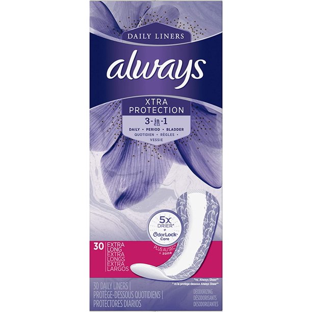 Always discreet Liners for Bladder Leaks Extra Protection, 30 Count, 3