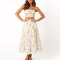 thumbnail image 1 of WILLBEST Drop Waist Dress Women Women's Two Piece Pattern Print Outfits Off Shoulder Ruched Bandeau Tube Tops Long Flowy A Line Skirt Boho Set, 1 of 7