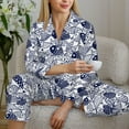 thumbnail image 6 of Daiia Blue Fish1 for Women's Long-Sleeved Pajama Set – Soft & Comfortable Sleepwear Button-Up Pajamas Cozy Lounge Wear-Large, 6 of 7