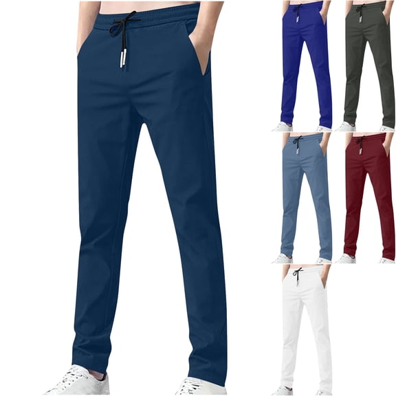 Big & Tall Men's Athletic Track Pants Lightweight Tapered Leg Bottoms Drawstring Elastic Waist with Pockets for Running Workout Fall