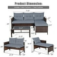 thumbnail image 6 of Costway 3PCS Patio Wicker Rattan Sofa Set Outdoor Sectional Conversation Set Lawn Garden, 6 of 12