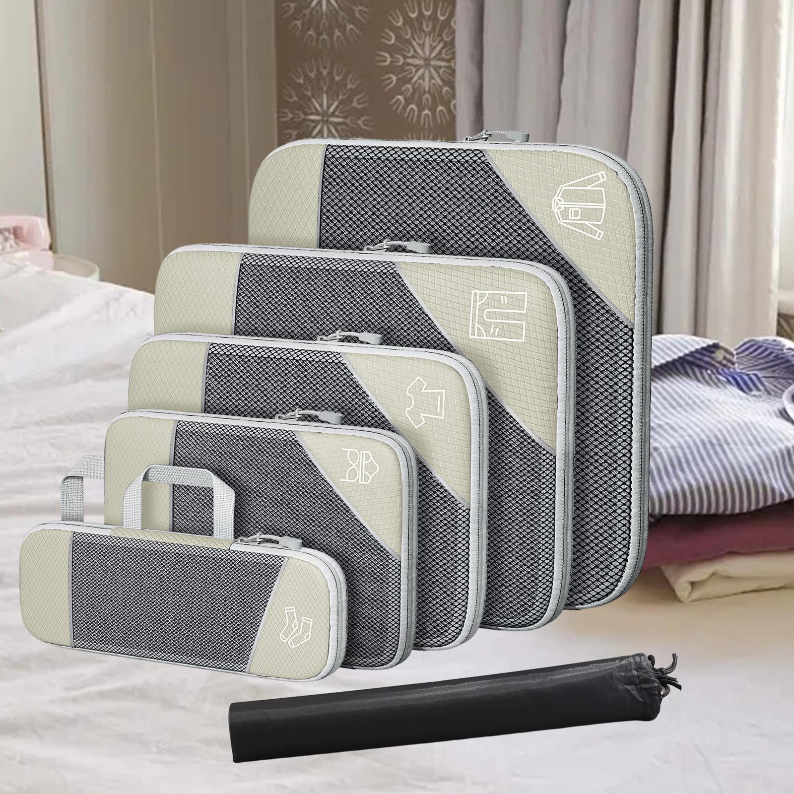 Axioma Compression Packing Cubes Lightweight Packing Organizers Travel Luggage Bags for Beige White