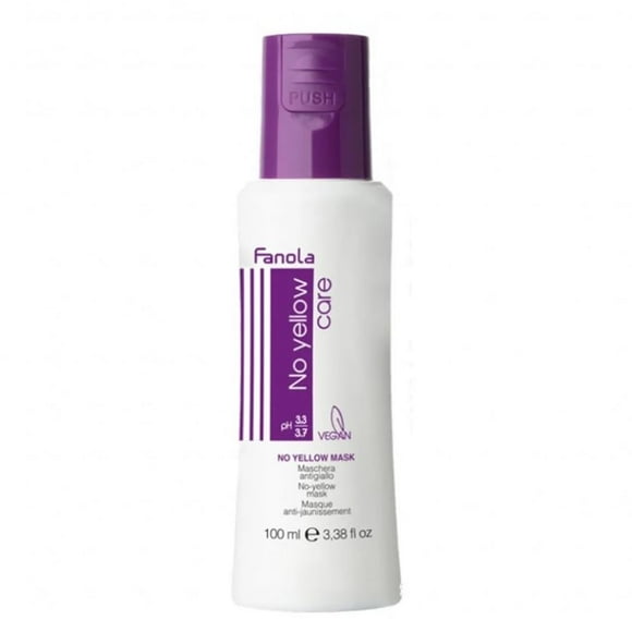 Fanola No Yellow Hair Mask With Purple Violet Pigments To Eliminate Unwanted Yellow Tones & Brassiness In Platinum, Light Blonde, Gray, Bleached, or Highlighted Hair - 3.38oz